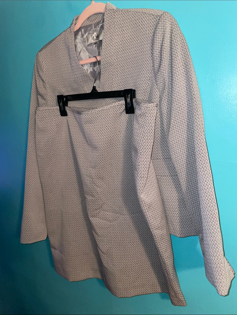 Le Suit women’s light grey blazer skirt set size 14 petite